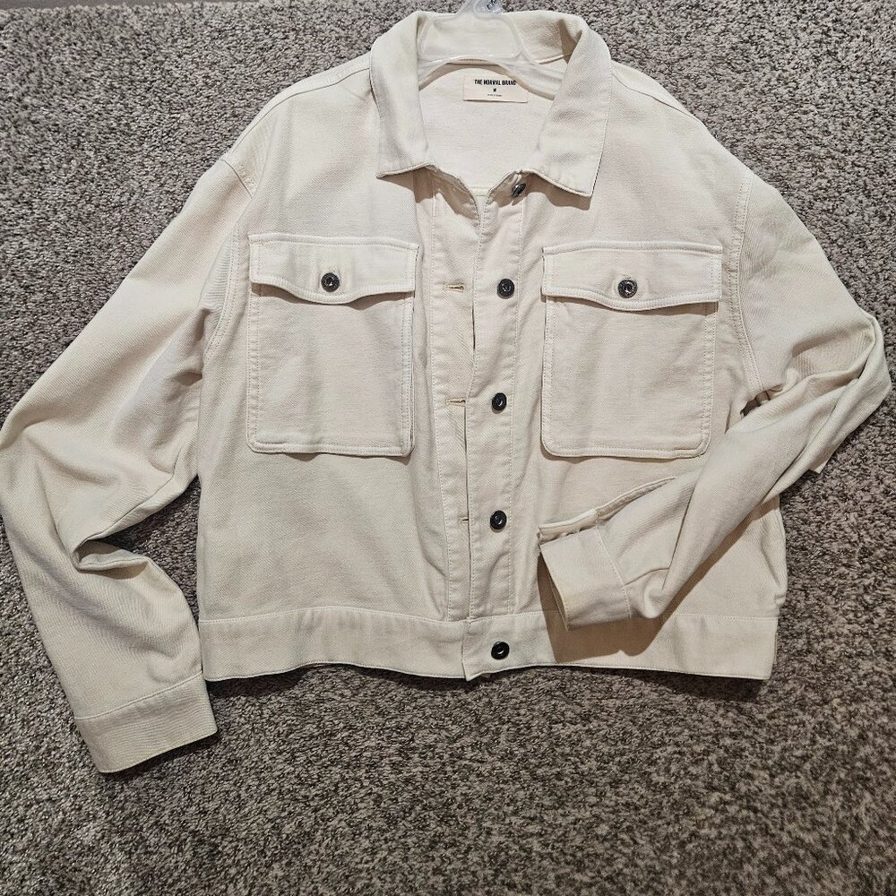 The Normal Brand  Comfort Terry Trucker Jacket in Cream- medium